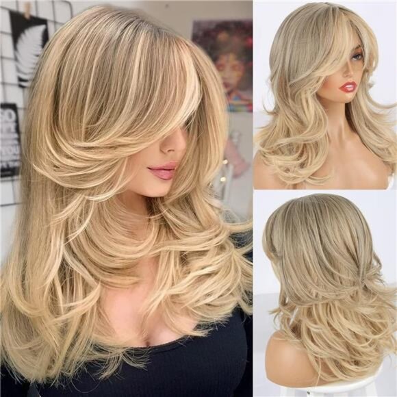 Other - Layered Wig Long Wavy for Daily Use Golden Blonde